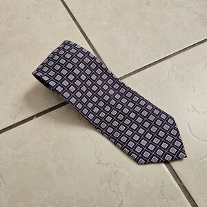 Brooks Brothers 346 100% Silk Tie Purple Textured Weave Made in USA Checkered
